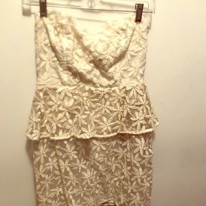 Cream Lace Peplum Dress